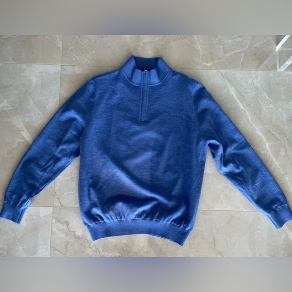 Fairway & Greene Men’s Sweater Size Large Color Medium Blue 1/4 Zip Pullover - Picture 4 of 5